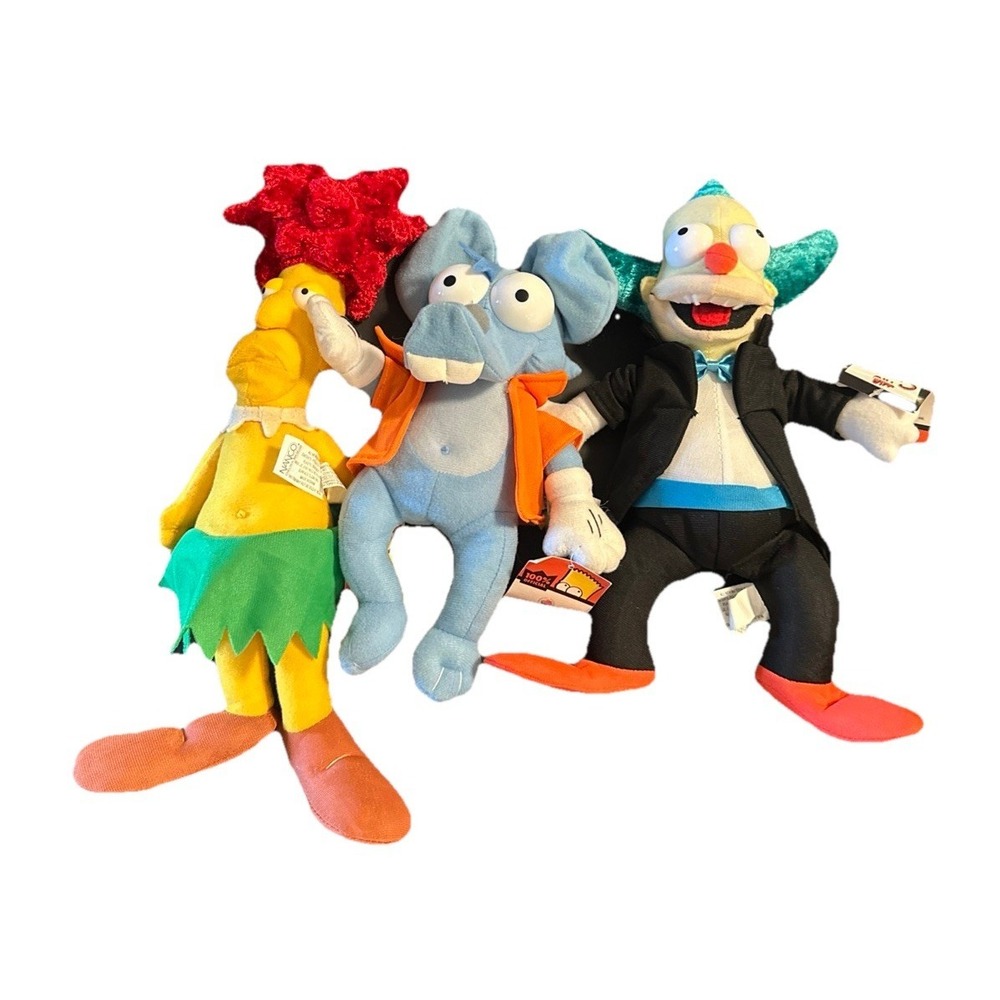 Nanco The Simpsons Itchy, Krusty & Sideshow Bob  Plush Blue 2006 W/ Tags